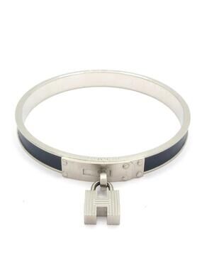 Hermes Kelly Bangle Silver Navy #278461H76B